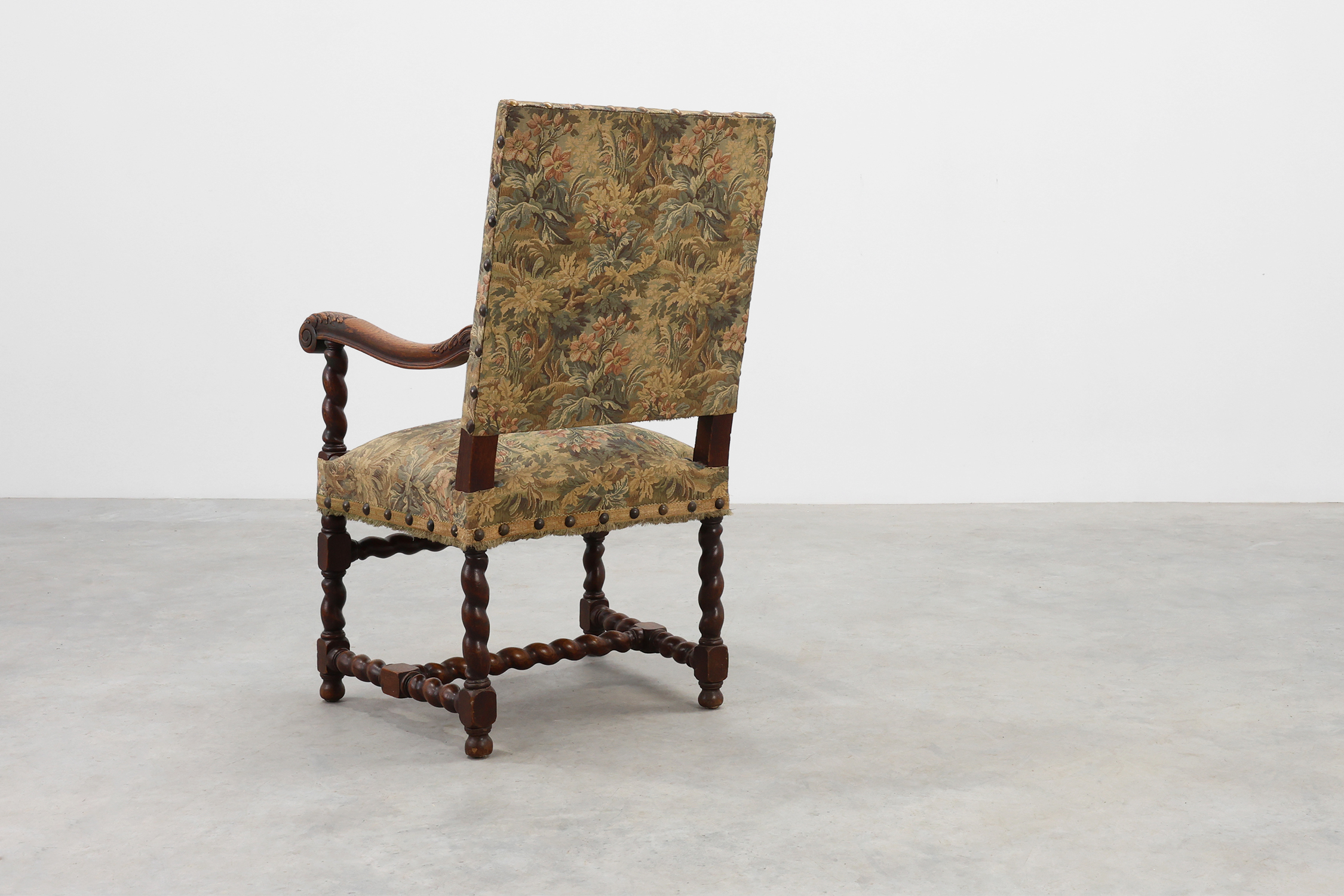 Antique armchair in walnut with tapestry upholstery, UK 17th centurythumbnail